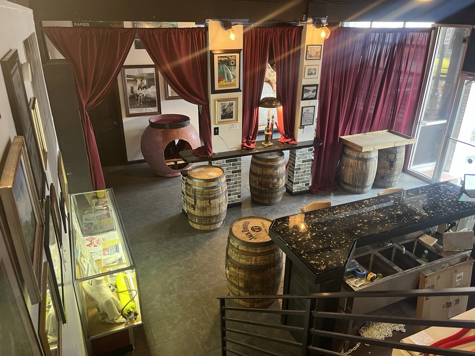 View from the staircase into the museum’s main exhibition room